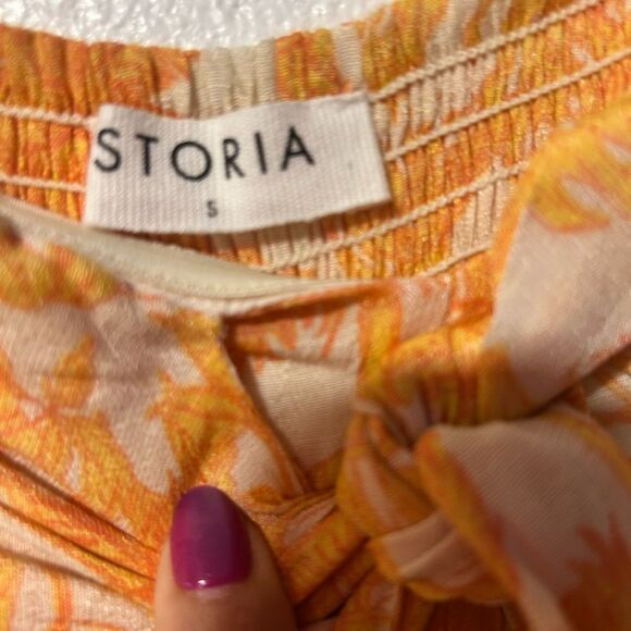 Orange Floral Strapless Jumpsuit - Picture 4 of 5